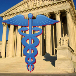 Supreme Court Building with medical symbol