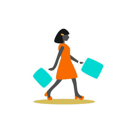 Lady walking with shopping bags