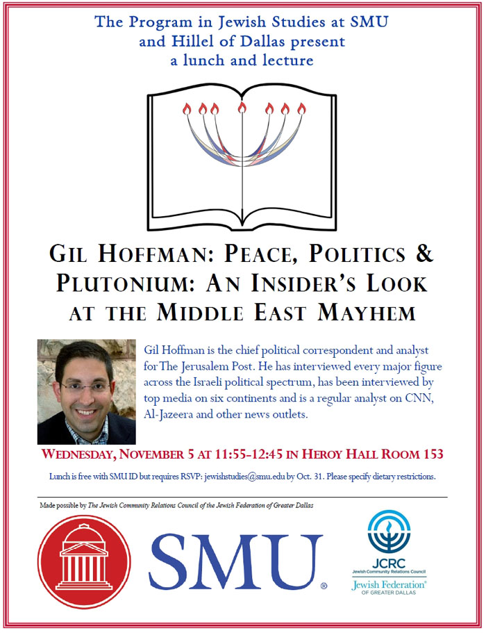 SMU Religious Studies lecture features journalist Gil Hoffman